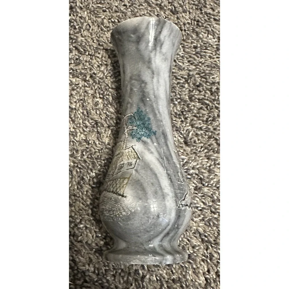 VINTAGE Asian Inspired ETCHED MARBLE VASE ~6